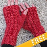 FREE- Knit Red Cable Mitts